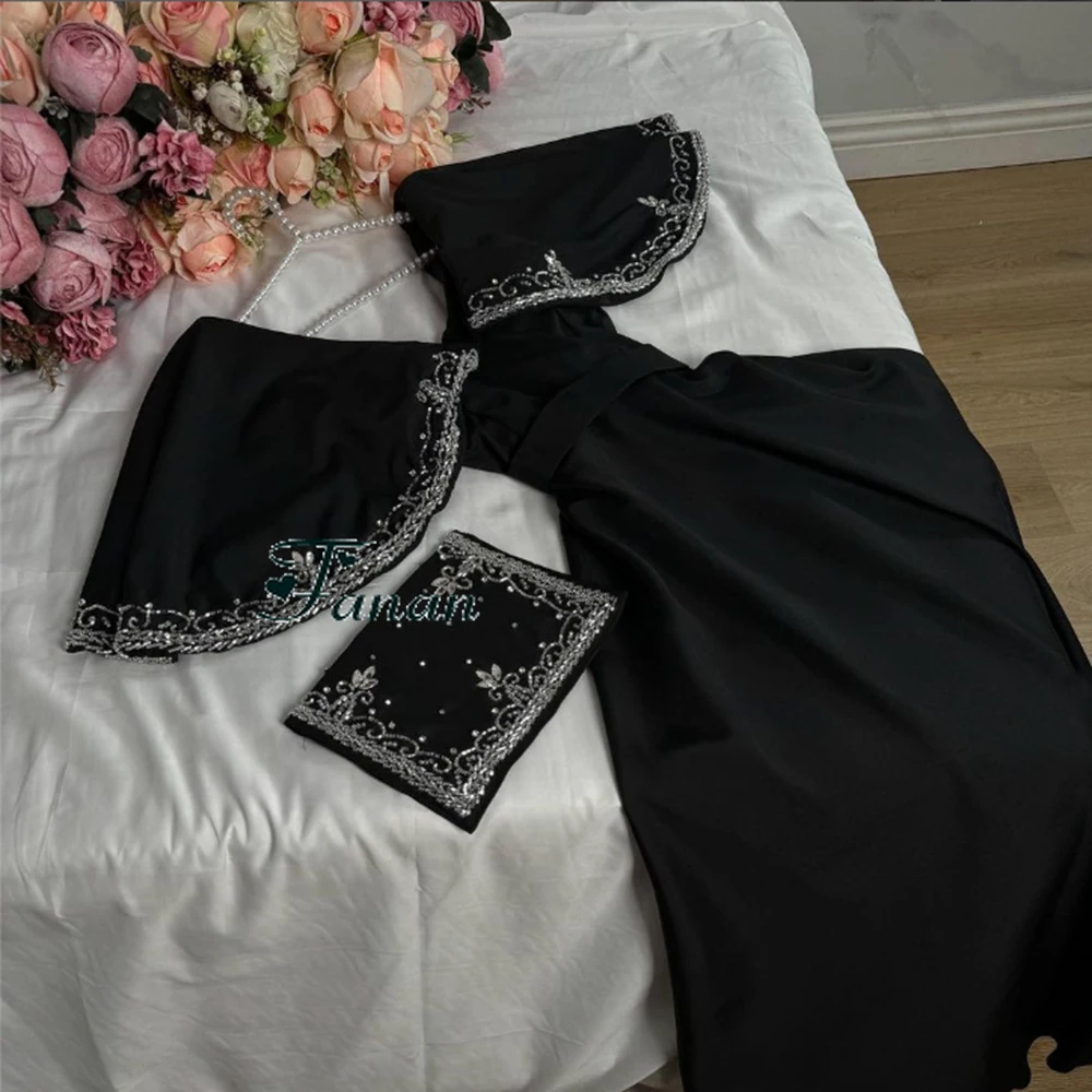 Customized Yipeisha Vintage Black Jersey Evening Dresses V-neck Sexy Backless Squined A-line Ankle Length Formal Gala Pageant Go