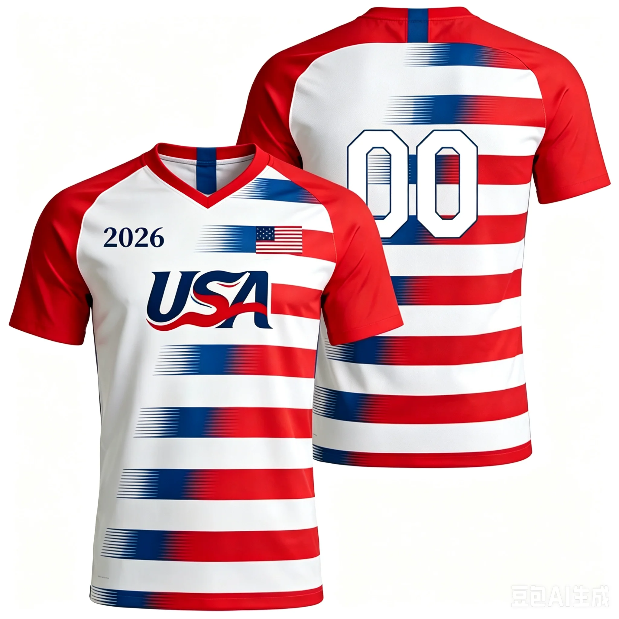 2026 US Football Jerseys Men's and Women's  Polyester Fiber Football T-shirts Men's and Women's Identical Sports T-shirts