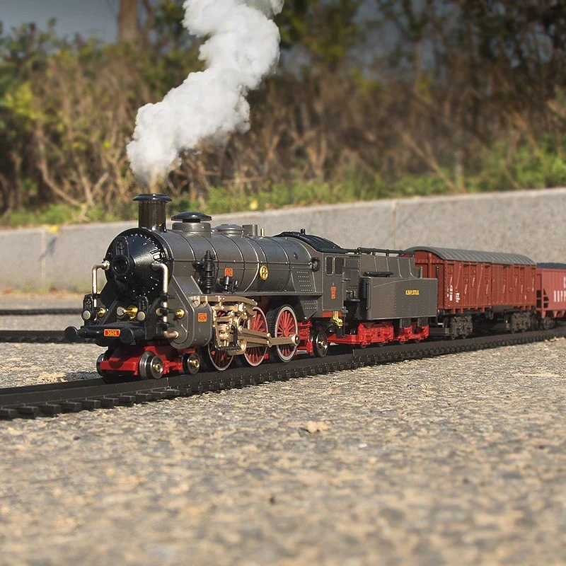 Pequeno Vapor Elétrico Locomotiva Trem, Adicionar Água e Fumaça Trem Modelo, Alloy Versão, Brinquedo para Carvão Carro, Compartimento de Carga