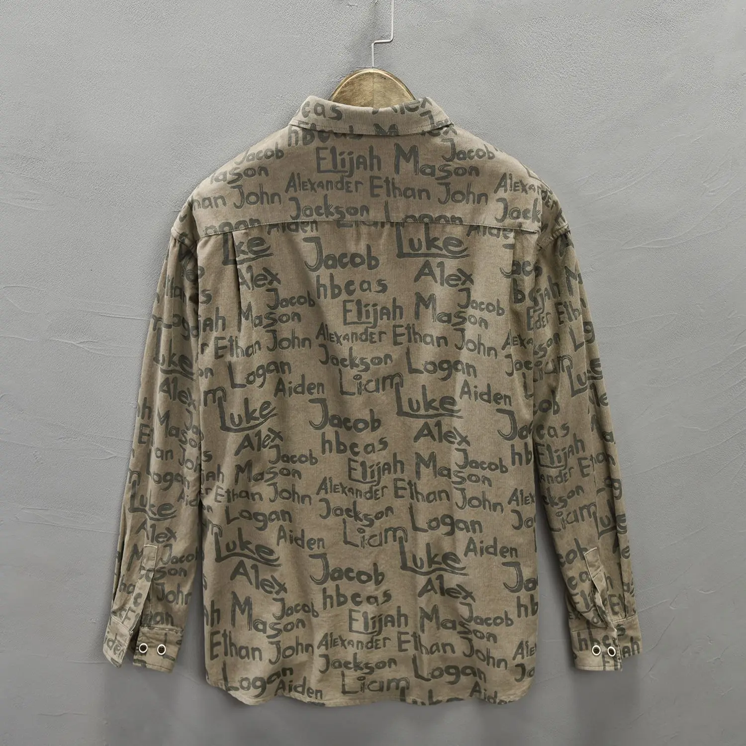 Japanese Retro Letter Printed Long-sleeved Shirt Men Spring and Autumn Fashion Large Size Casual Loose Shirt Jacket Trendy