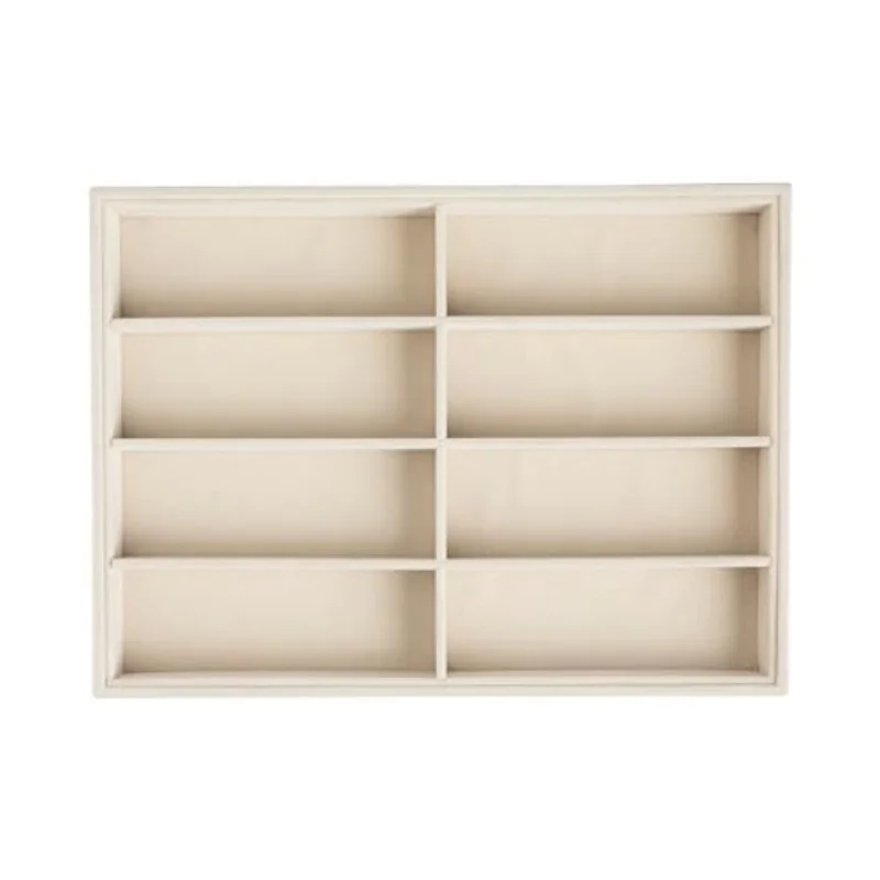 Sunglasses Organizer Storage Tray 8 Grids Eyewear Watch Holder Display Stackable Ice Velvet Tray Women( Beige )