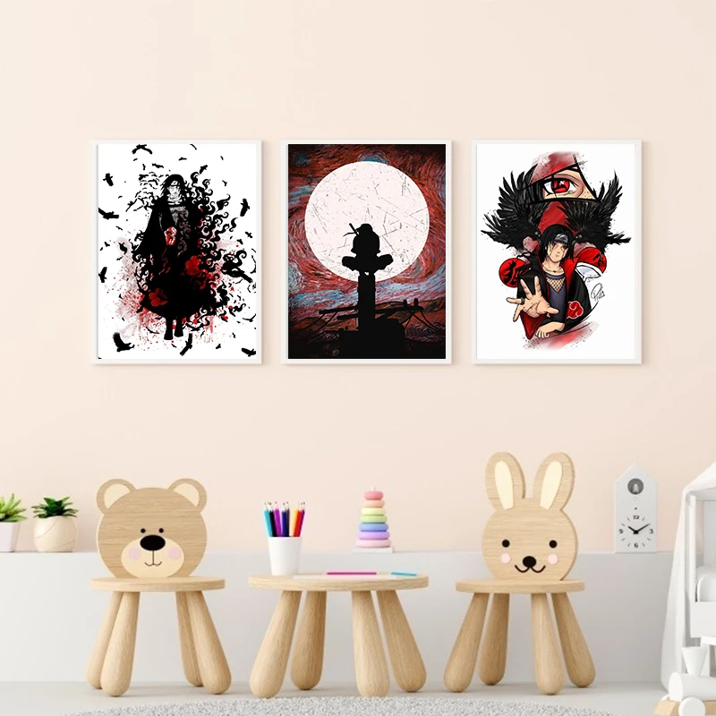 Japan Classic Anime Naruto Uchiha Itachi Poster Sasuke Canvas Painting Prints Home Decoration Wall Child Room Decor Kids Gift