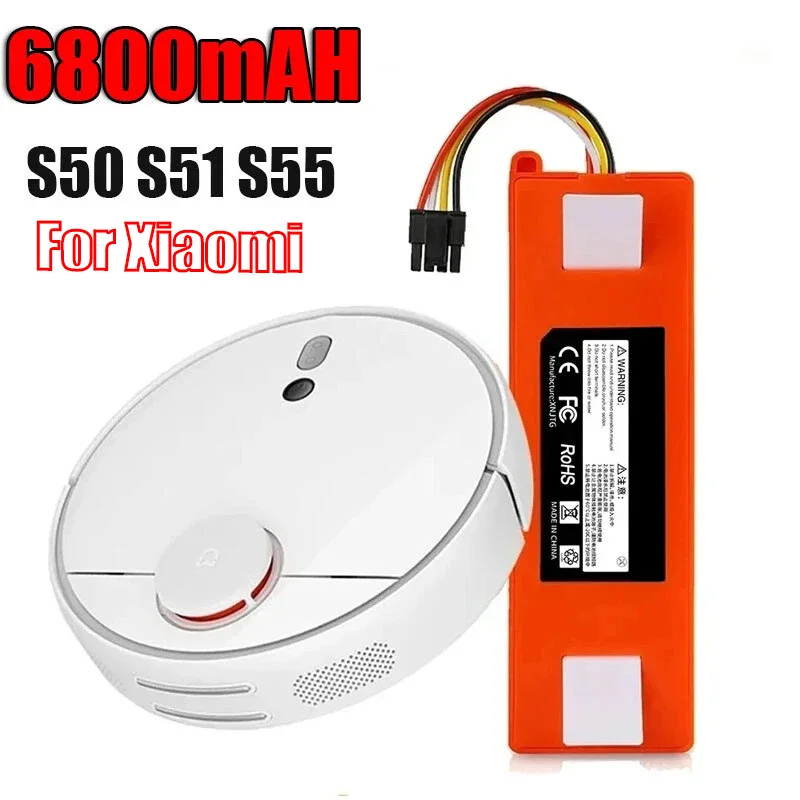 6800mah 14.4V Li-Ion per Xiaomi Robot Roborock S50 S51 S55 S5 MAX S6 Batteria per Robot Aspirapolvere Batteria di Ricambio