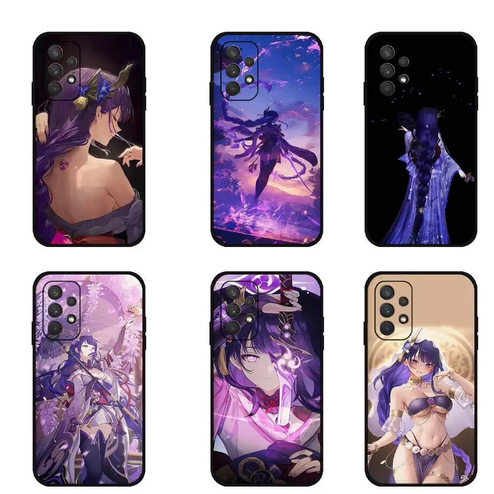 Custodia per telefono in silicone nero R-Raiden Shoguns per Samsung S24, S25, 22, 30, Note20, Lite, Ultra, 5G, Plus, FE