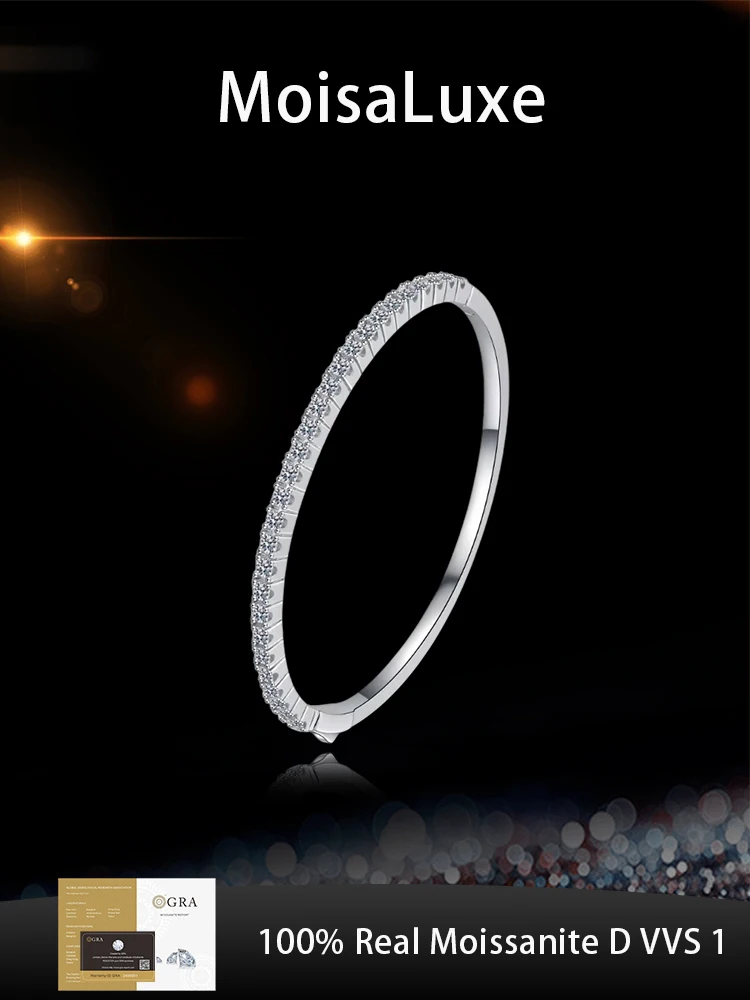 

MoisaLuxe Official Store GRA Moissanite Plata Sterling 925 Silver Bracelets Gypsy Full of for Women Fashion Jewelry Day Gift