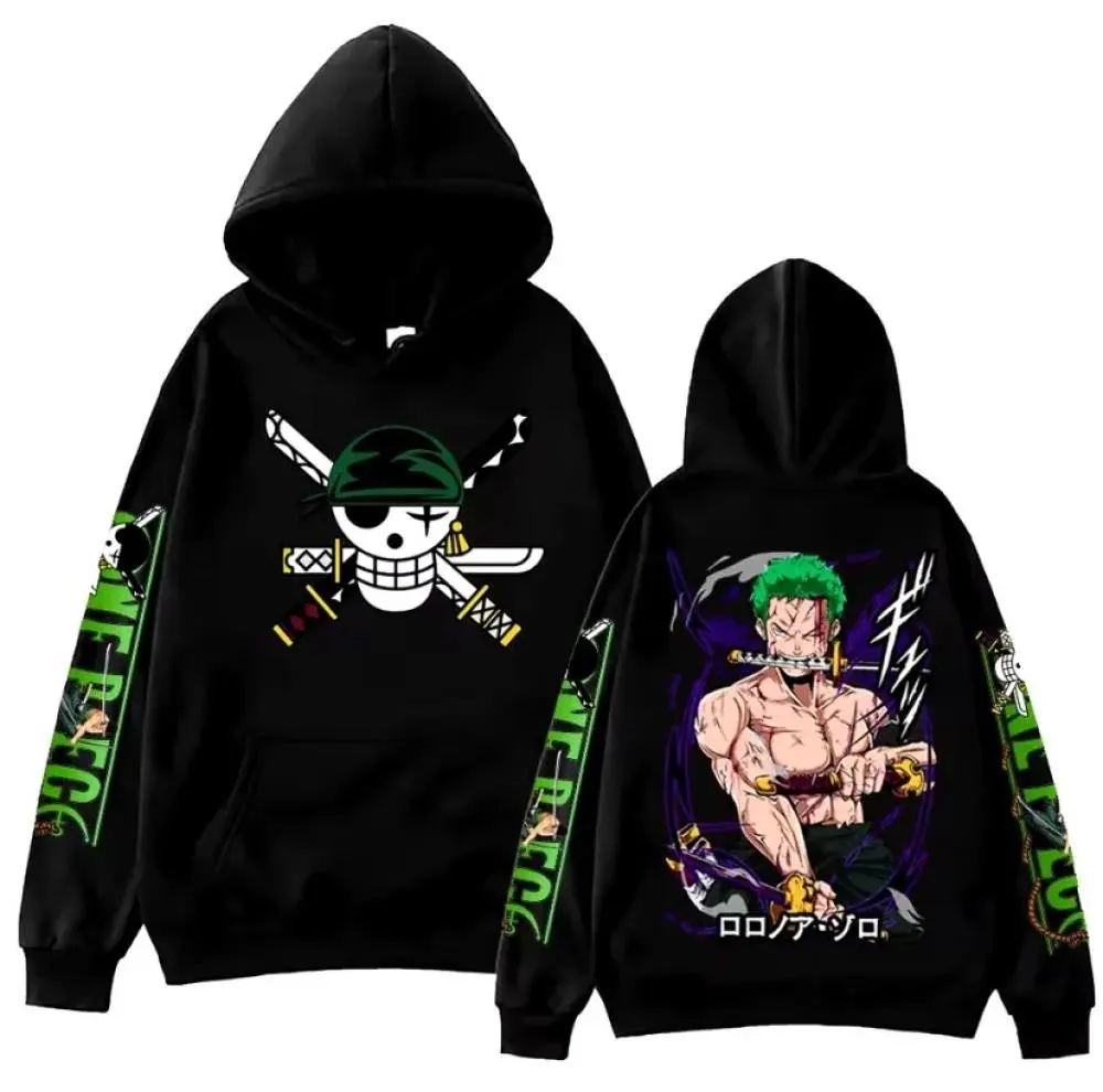 Sudadera con Capucha de Anime One Piece Zoro para Hombre y Mujer, Nueva Sudadera con Estampado de Dibujos Animados, Sudadera Informal de Algodón, Disfraz de Cosplay, Tops Y2K