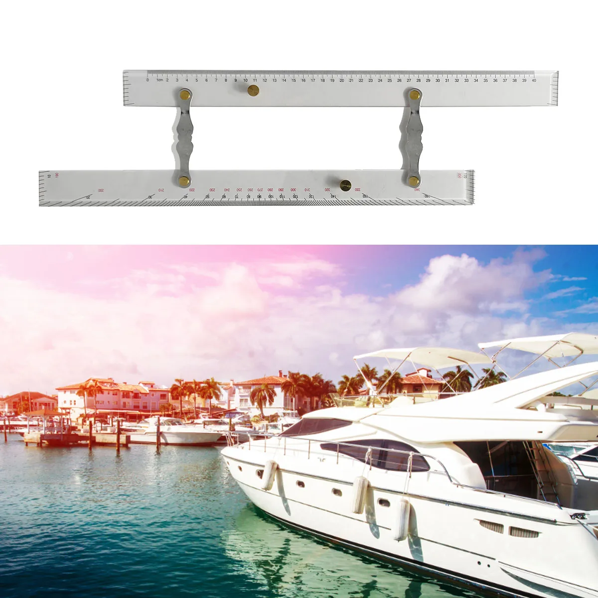 Marine Navigation Parallel Ruler Clear Scale High Accuracy Transparency Boat Ship Drawing Parallel Ruler Parallel Ruler