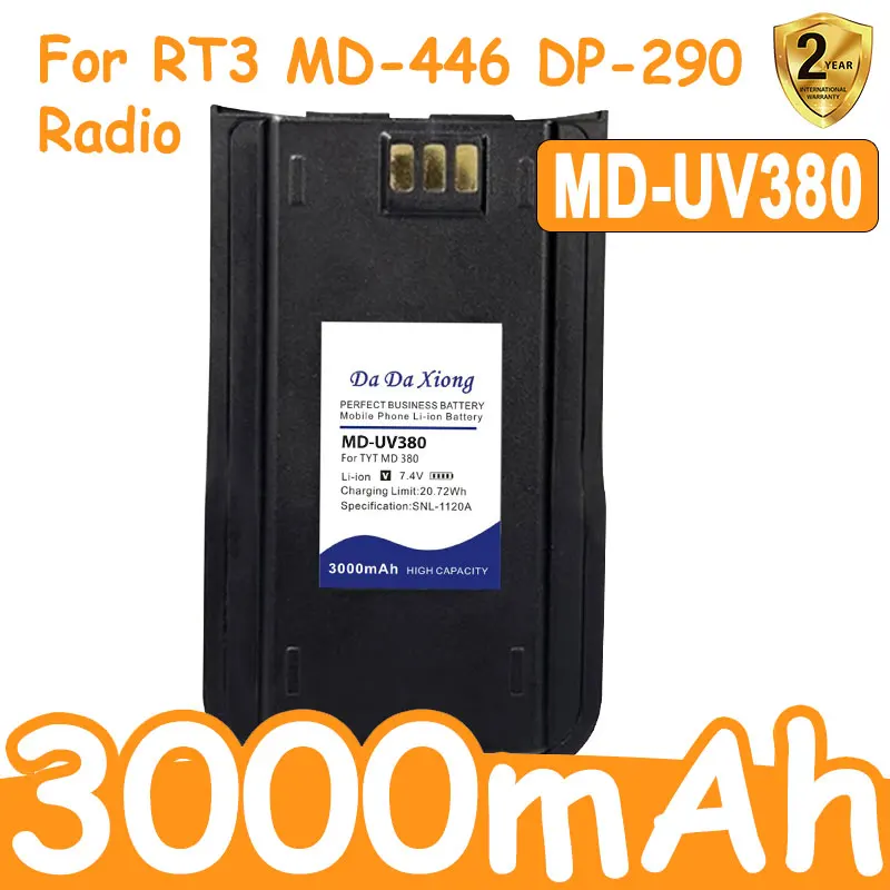 DaDaXiong 3000mAh Battery for TYT MD 380 MD-UV380 RT3 MD-446 DP-290 RT3S MD-380 Walkie Talkie
