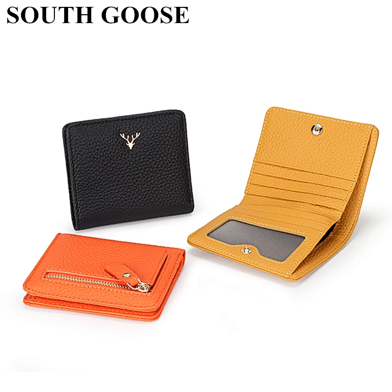 

Fashion Genuine Leather Women Wallets Luxury Brand Hasp Bifold Short Wallet Female Slim Credit Card Holder Cowhide Coin Purses