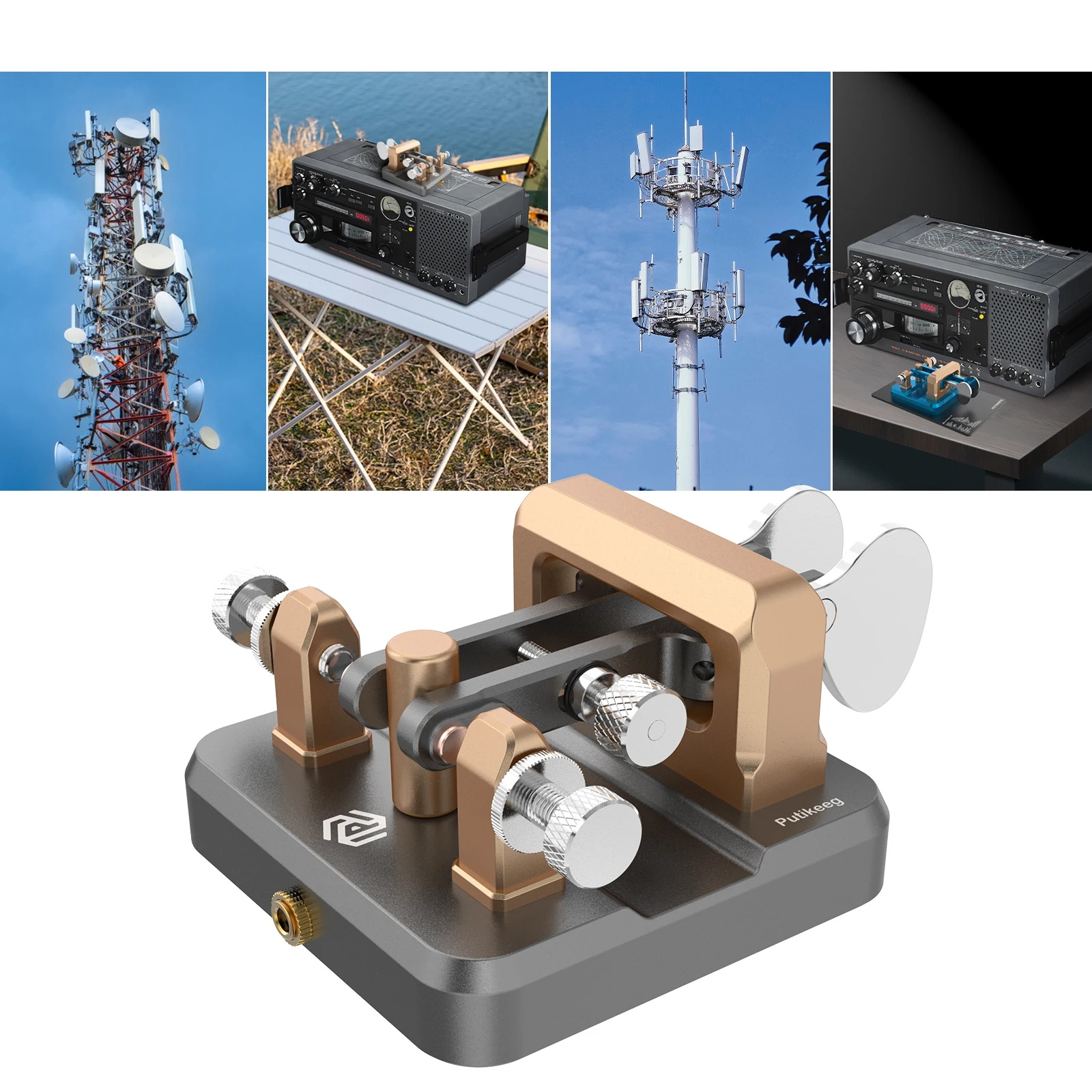 Putikeeg Auto Morse Keyer Double Oars Telegraph Key CW-Taste für Amateurfunkgeräte