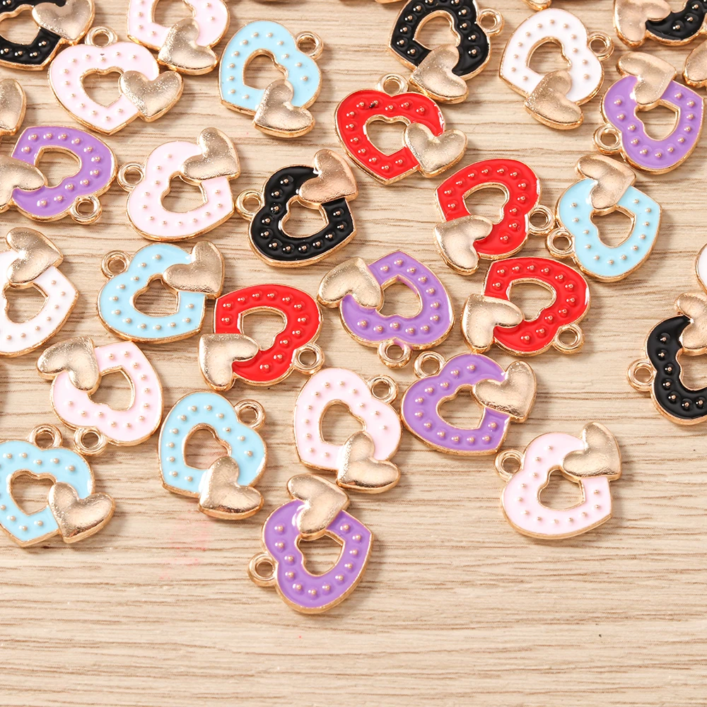 Tusember 20 Stück 15x16mm Anhänger Bunte Emaille-Herzanhänger für Schmuckherstellung Halsketten Armbänder Handgemachtes Kunsthandwerk – Detail 3
