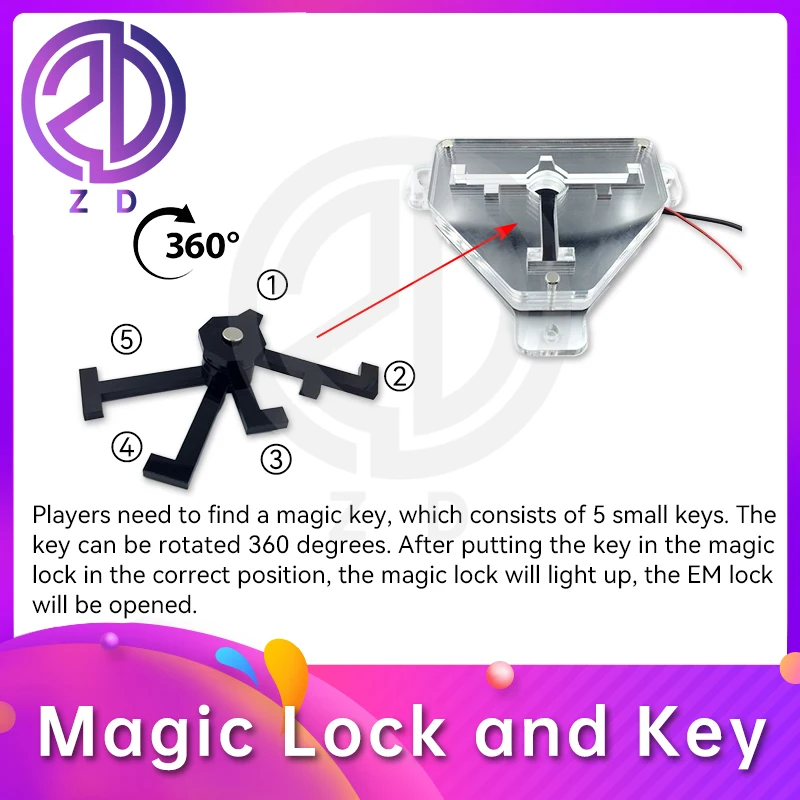 Magic Lock and Key put the key in the magic lock in the correct position to unlock escape game ZD escape room prop