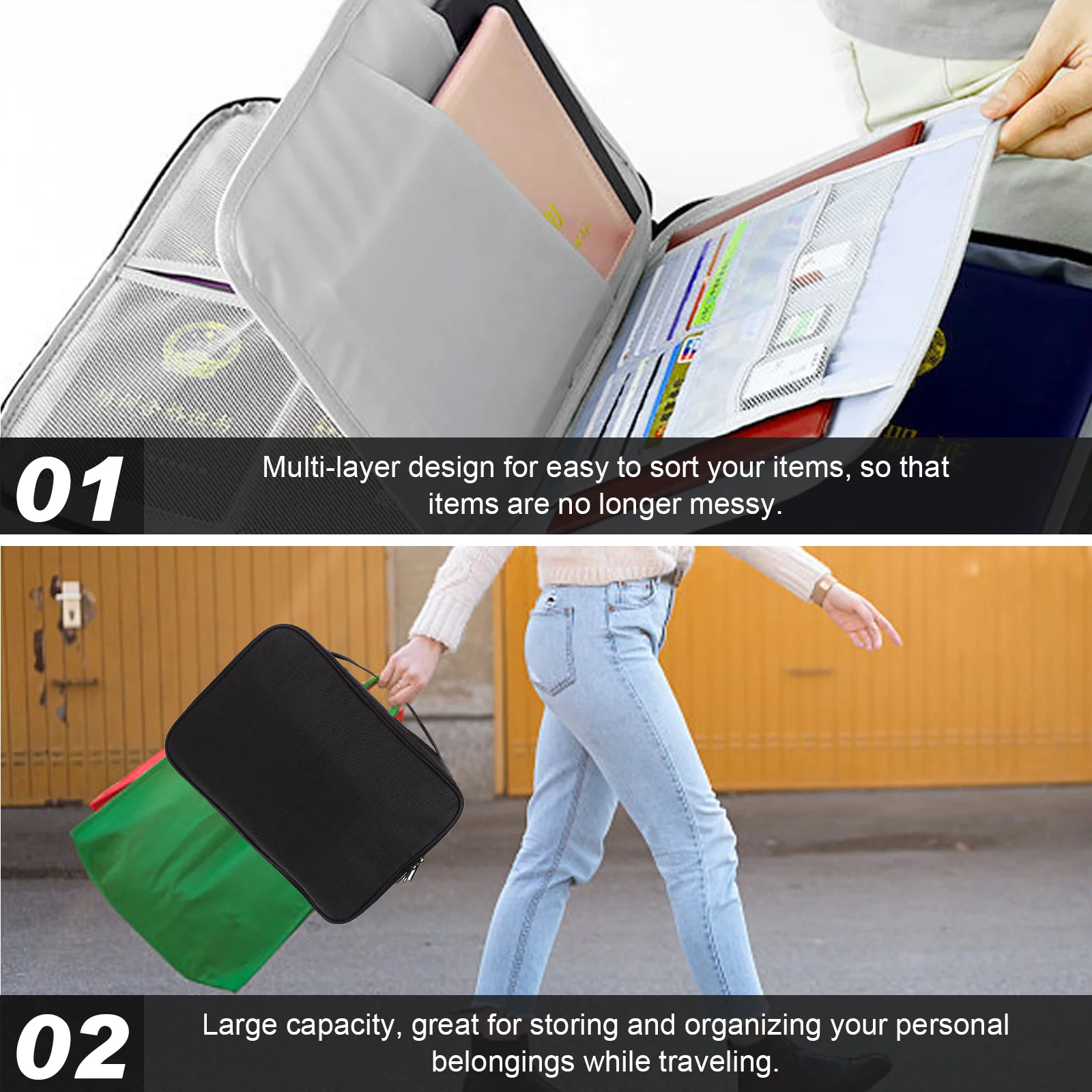 

Large Capacity Multilayer File Organizer Bag Portable Document Storage Case Certificate Holder Travel Files Organizer