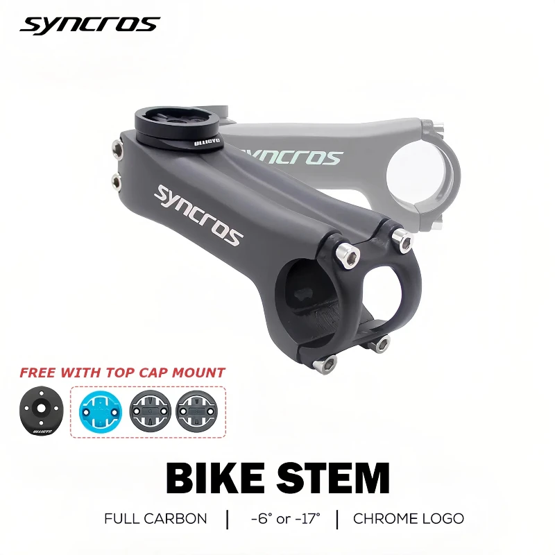 

SYNCROS Carbon Bike Stem -6°/-17° 31.8mm 70-130mm Adjustable MTB Road Bicycle Handlebar Stem Matte Black