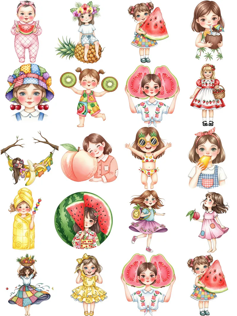 สาวผลไม้สติกเกอร์งานฝีมือและสติกเกอร์สมุดของเล่นเด็กหนังสือสติกเกอร์ตกแต่ง DIY เครื่องเขียน