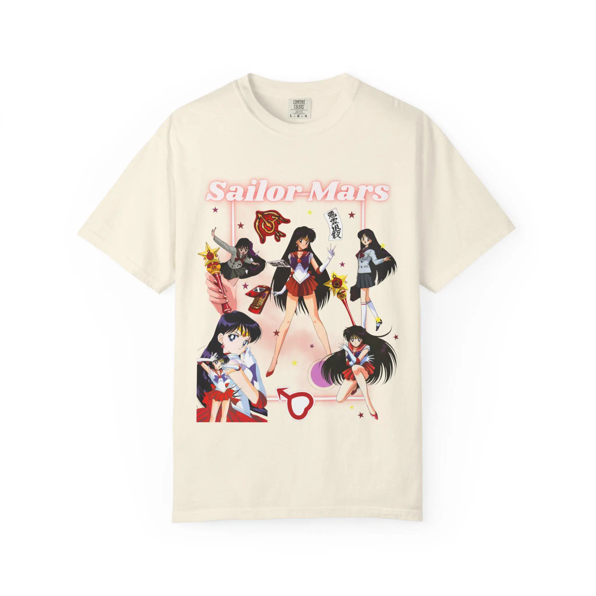 2026 New Cotton Summer Tshirt Sailor Mars Collage T-shirt Sailor Moon Anime Relaxing and Comfortable