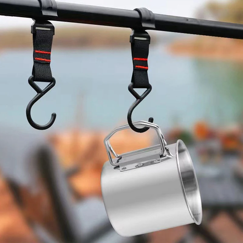 

Чашка для кемпинга на открытом воздухе с утолщенной горловиной из нержавеющей стали, чашка с 1 складной ручкой, портативная с горной пряжкой