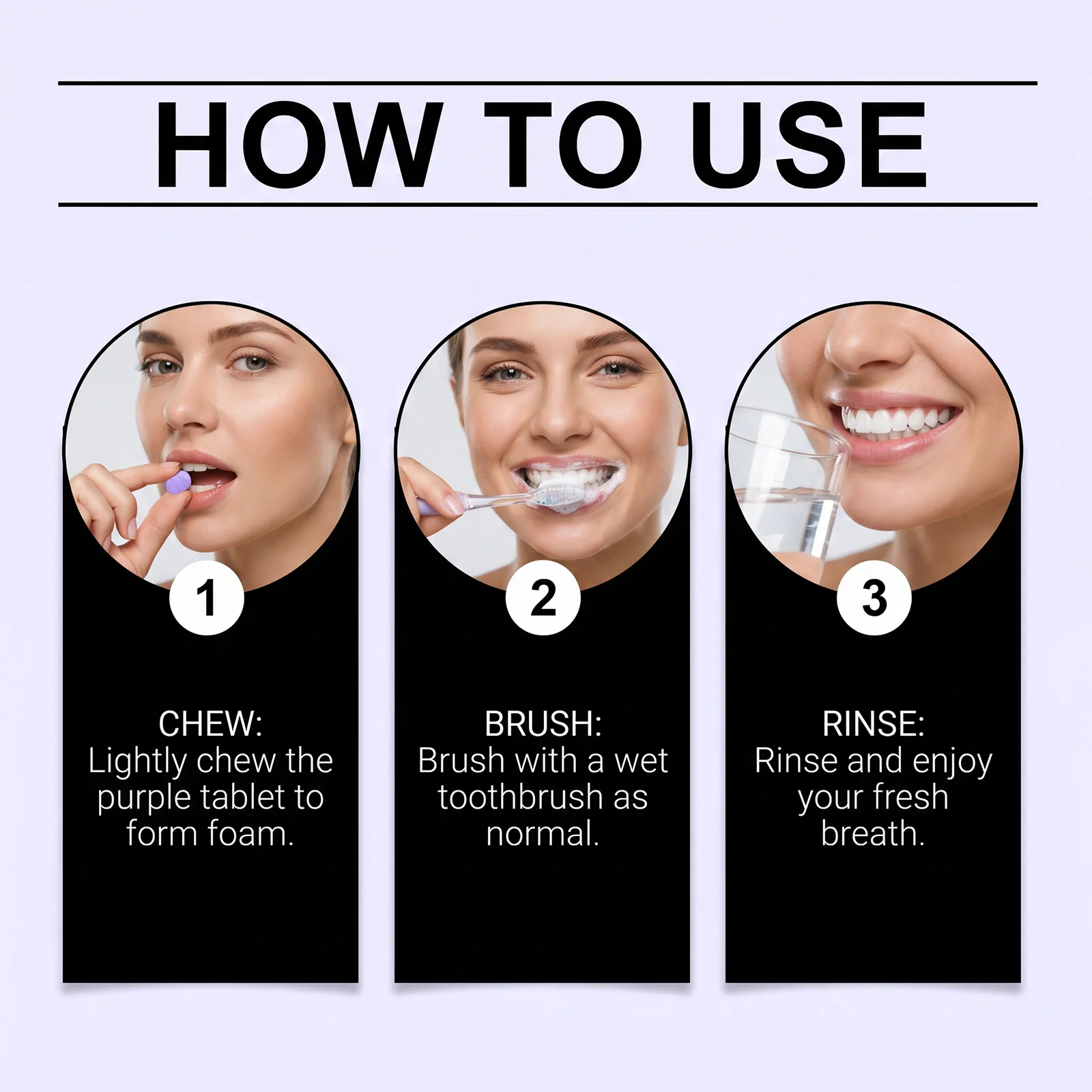 Whitening Purple Chewable Toothpaste Tablets Fresh Breath Improve Teeth Yellowing Remove Plaque Outdoor Travel Toothpaste Tablet