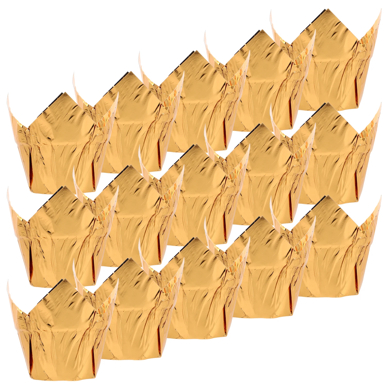 

50Pcs Tulip Cupcake Liners Aluminum Foil Muffin Cups Disposable Baking Wrappers for Halloween Birthday Wedding Party Shower