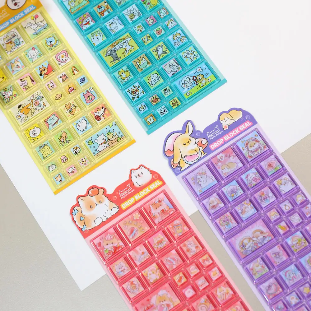 

Летние 3D-стикеры в виде квадратных блоков с клубникой, кошкой, кроликом с отвисающими ушами, щенком, кубиками для DIY-декора чехлов для телефонов, блокнотов, подарки для обмена с друзьями