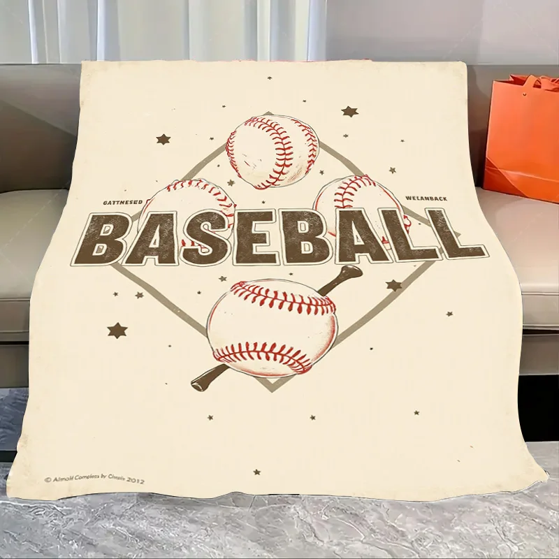 1pc Flannel Blanket Vintage Baseball Diamond Print Soft Cozy Blanket for Sports Fans