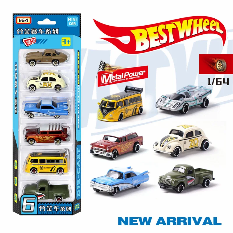 1:64 Alloy retro racing car 6-piece set vintage car model sports car children's toy collection gift