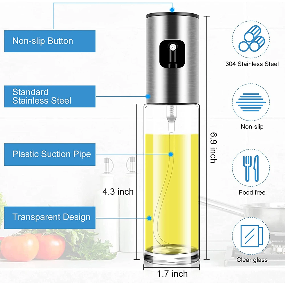 Olive Oil Sprayer  Mister Food-Grade Portable Vinegar and Spray Bottle Air Fryerl for Salad BBQ Frying Grilling Kitchen 110ML