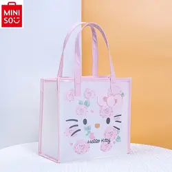 MINISO 2024 Fashion New PVC Cartoon Hello Kitty Transparent Handbag for Women Large Capacity Outdoor Leisure Storage Beach Bag