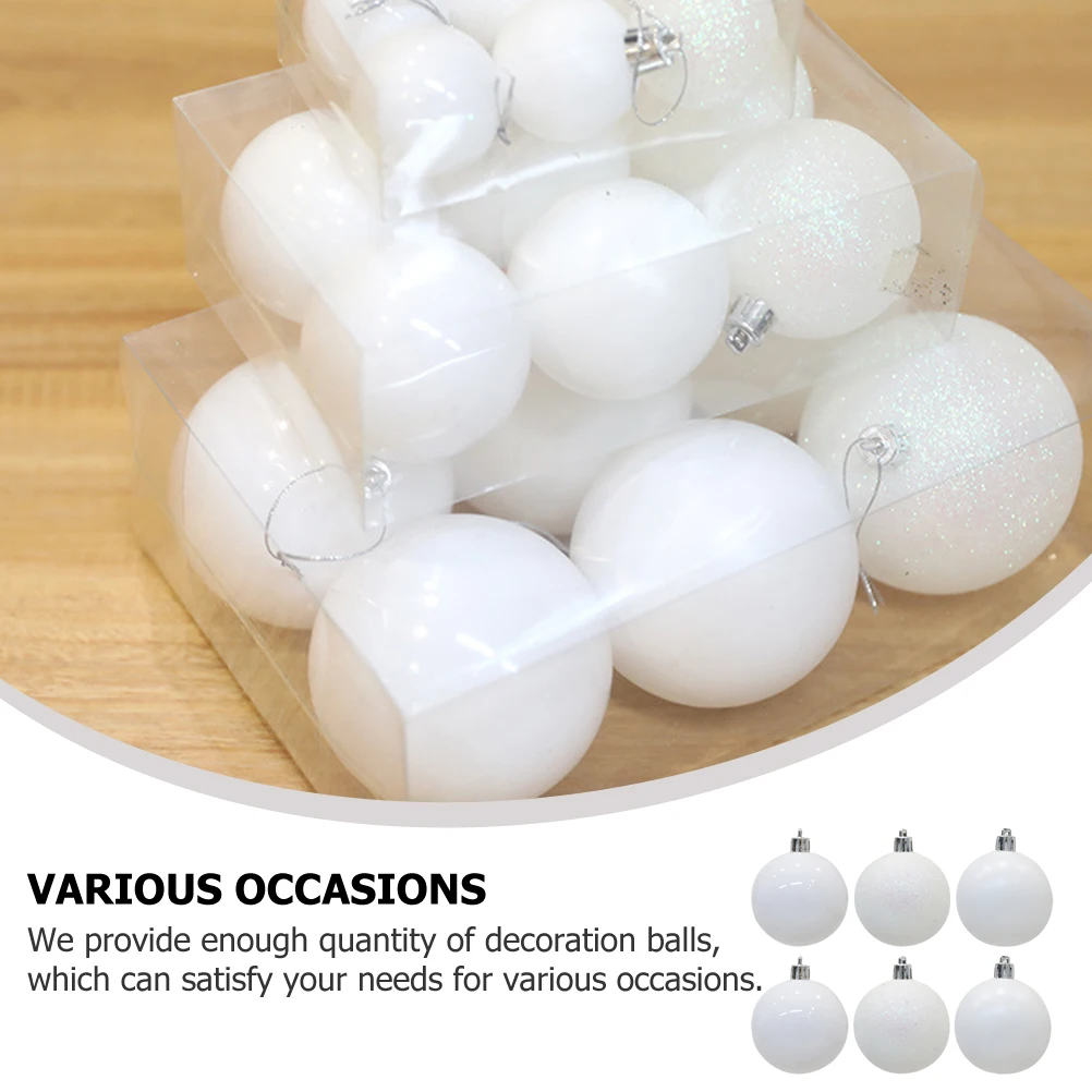 

Christmas Decoration Balls White Plastic Tree nament Xmas Hanging Party Supplies Festive Atmosphere Indoor Outdoor Reusable