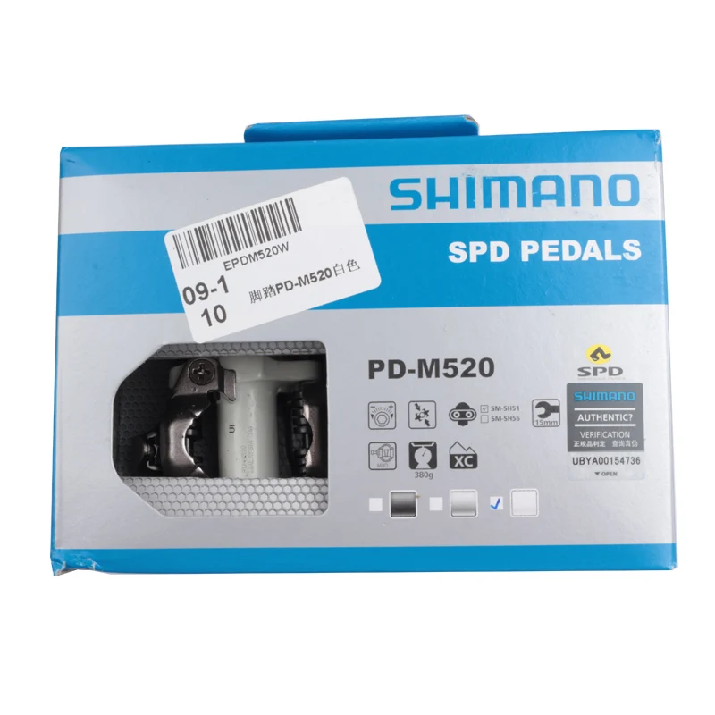 Shimano Deore M6000 M520 Pedal PD-M520 Double-sided Pedal SPD Black Silver Pedal For MTB Mountain Bike Pedal Center 55mm