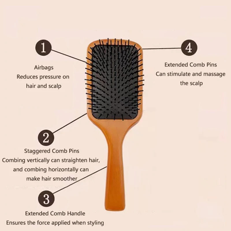 Wooden Airbag Massage Comb Scalp Care Female Curly Hair Household High-grade Anti-static Hair Loss Large Board Air Cushion Comb