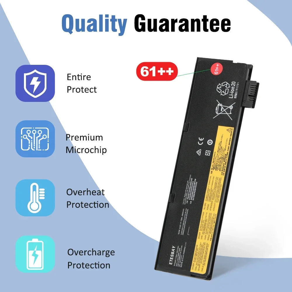 ETESBAY T470 61++ Laptop Battery For Lenovo ThinkPad T470 T480 T570 T580 P51S 01AV427 01AV423 SB10K97584