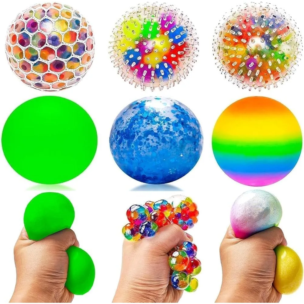 6 Pieces Anti Stress Squishy Toy Rainbow Squeeze Balls for Adults ADHD OCD Anxiety Relief and Calming