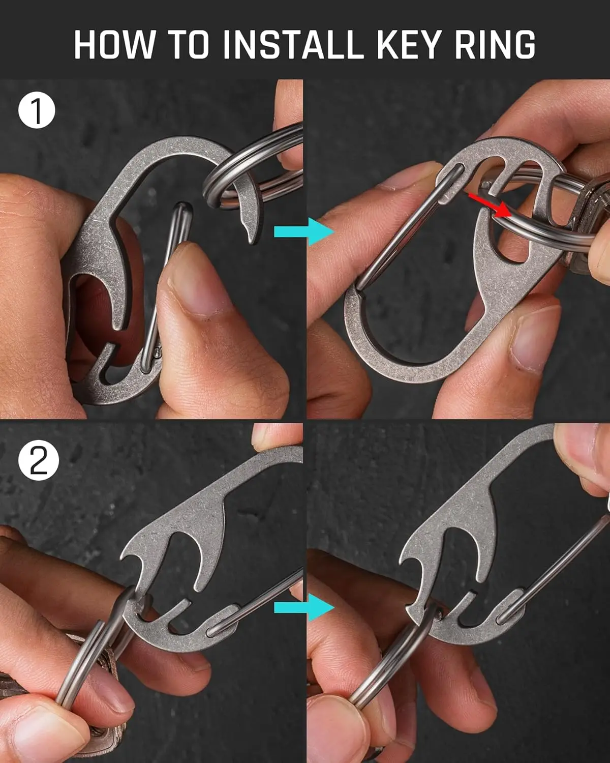 Titanium Bottle Opener Keychain, Heavy Duty Car Keys Chain, Multitool Carabiner Keychain Clip