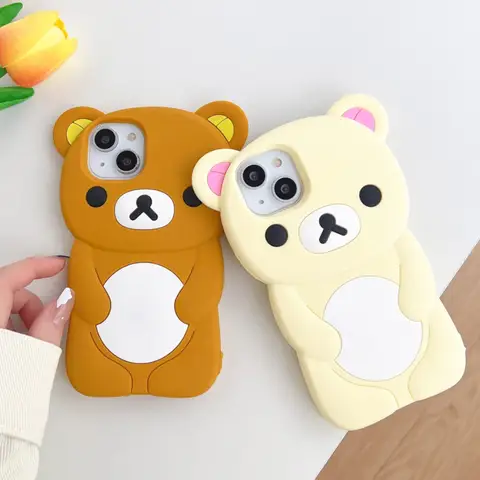 iPhone 16 15 14 13 12 11 Pro X XS Max XR 6 7 8 Plus 4 4S 5 5S SE के लिए प्यारा कार्टून 3D Rilakkuma फ़ोन केस सॉफ्ट सिलिकॉन कवर 12 best sales रिलक्कुमा सहायक उपकरण - №4