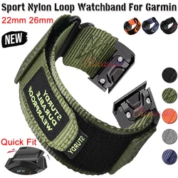 Sport-Nylon-Schlaufenarmband für Garmin Tactix 7Pro Fenix 7X 6X 7 5 6 Pro 5X Plus 3 3HR Armband für Garmin Band 26 mm 22 mm Armband