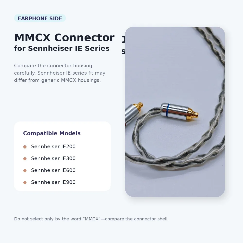 8-Core MMCX IEM Upgrade Cable Compatible with Sennheiser IE200