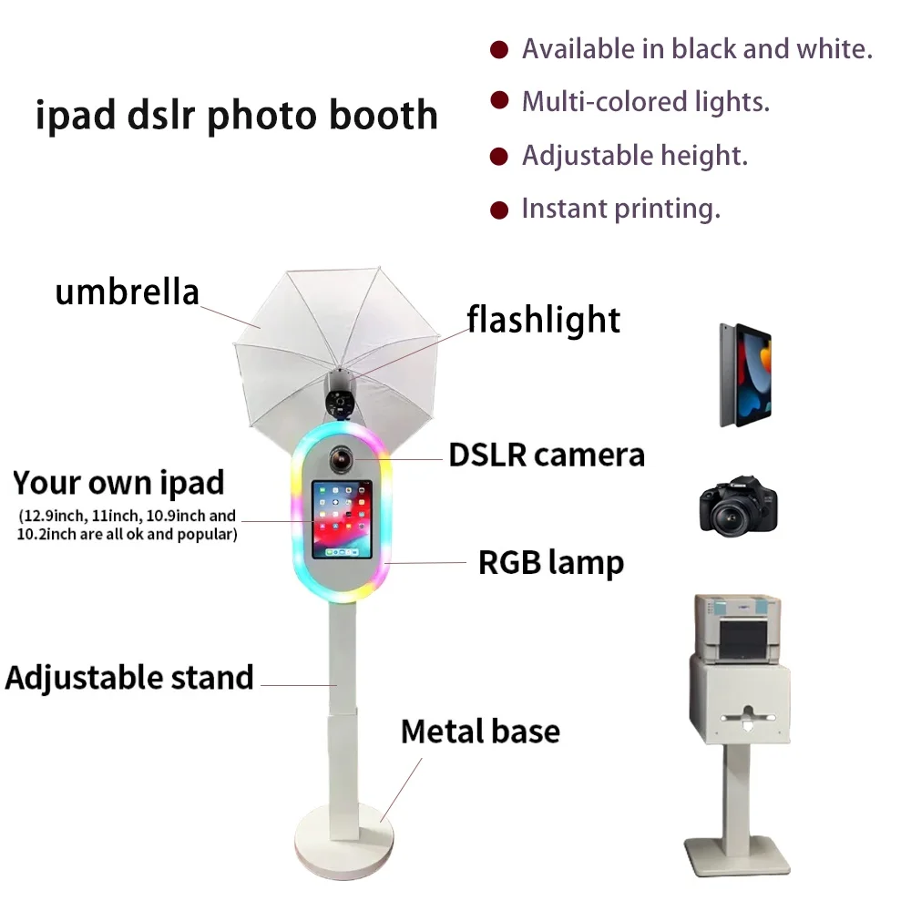 

Ipad Dslr Booth Party Supplies Photobooth Shell Wedding Event Automatic Oval Mirror Photo Booth Kiosk Selfie Photobooth Machine