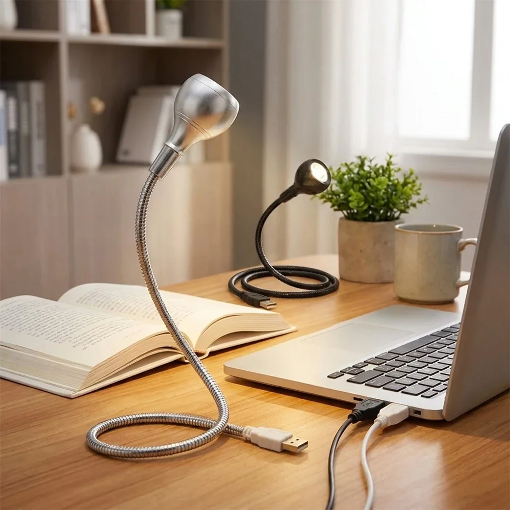 

USB Operated 3W LED Book Light Flexible Metal Neck Portable Lamp White & Warm White Lighting Eye-Caring Reading Light for PC Lap