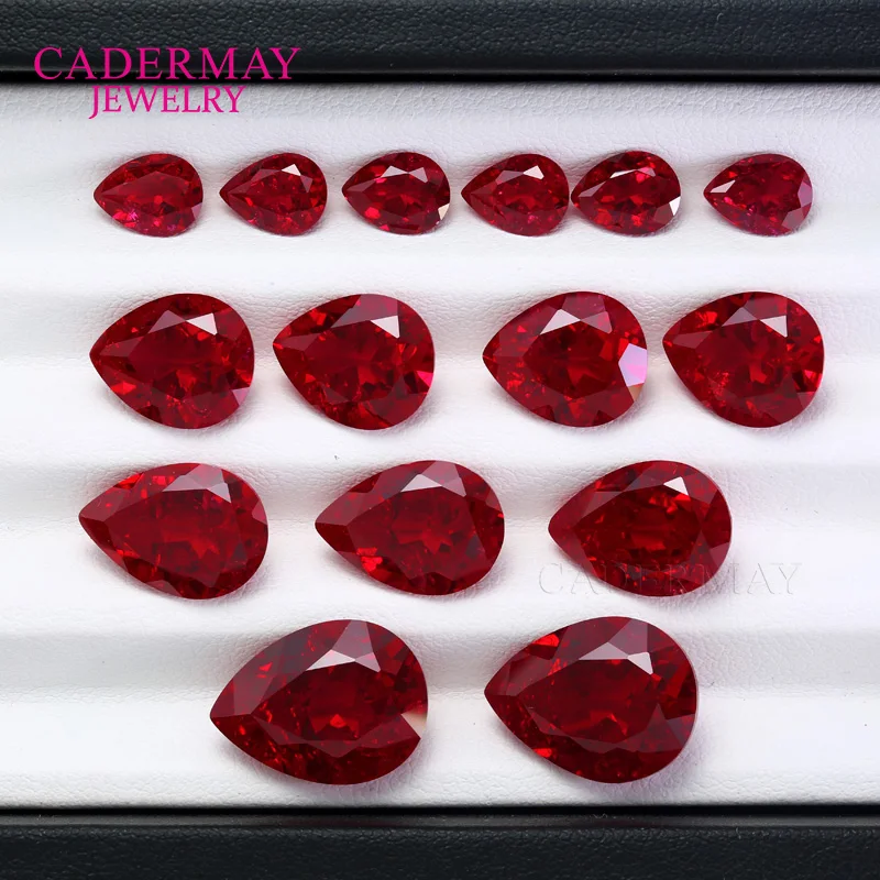 Synthetic Ruby With Inclusions Pigeon Blood Red 3x4mm-15x20mm Pear Cut Lab Grown Ruby Loose Gemstones For Making Jewelry