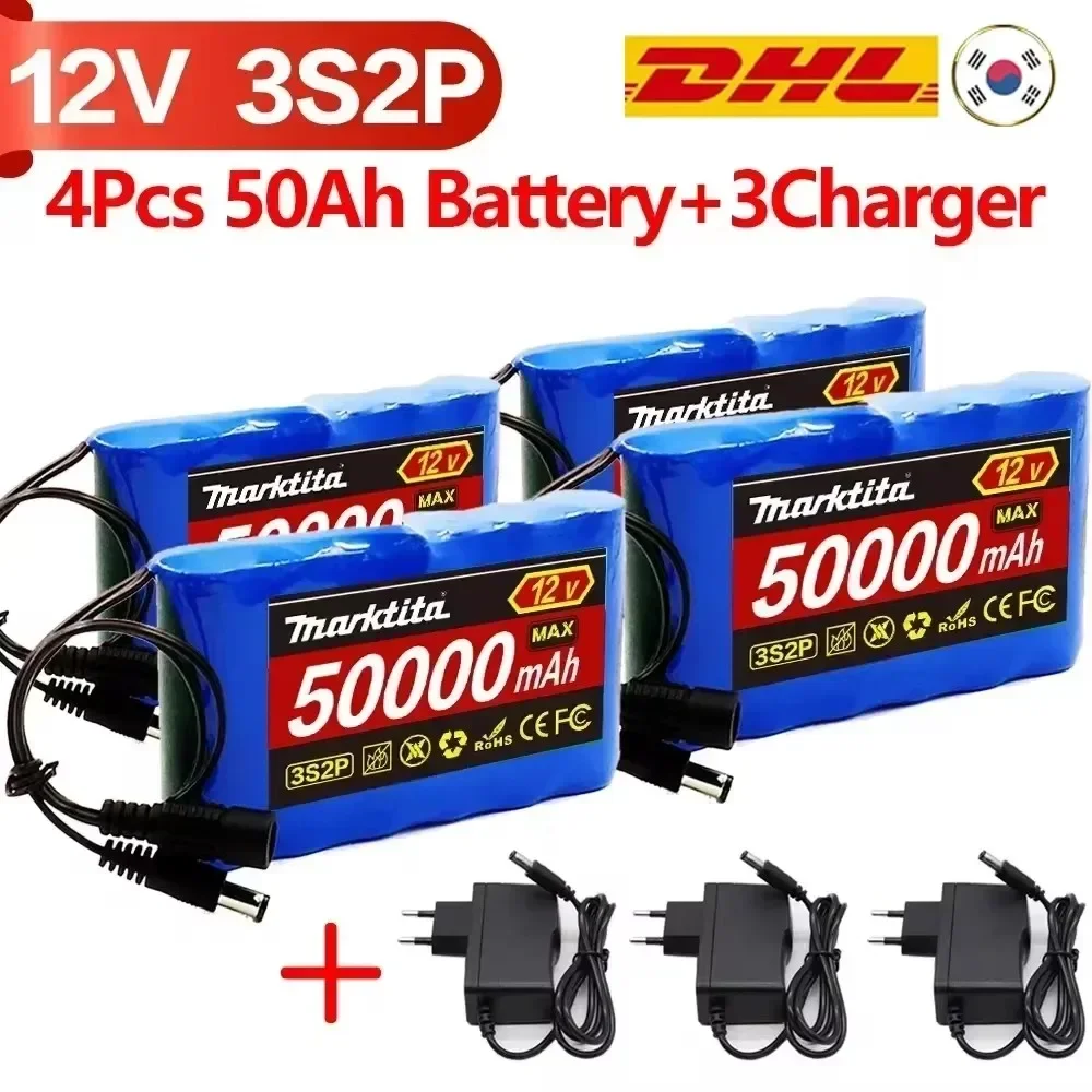 

NEW Portable Super 12V 50000mah Rechargeable Lithium Ion Battery Pack Capacity DC 12.6v 30Ah CCTV Cam Monitor + Charger