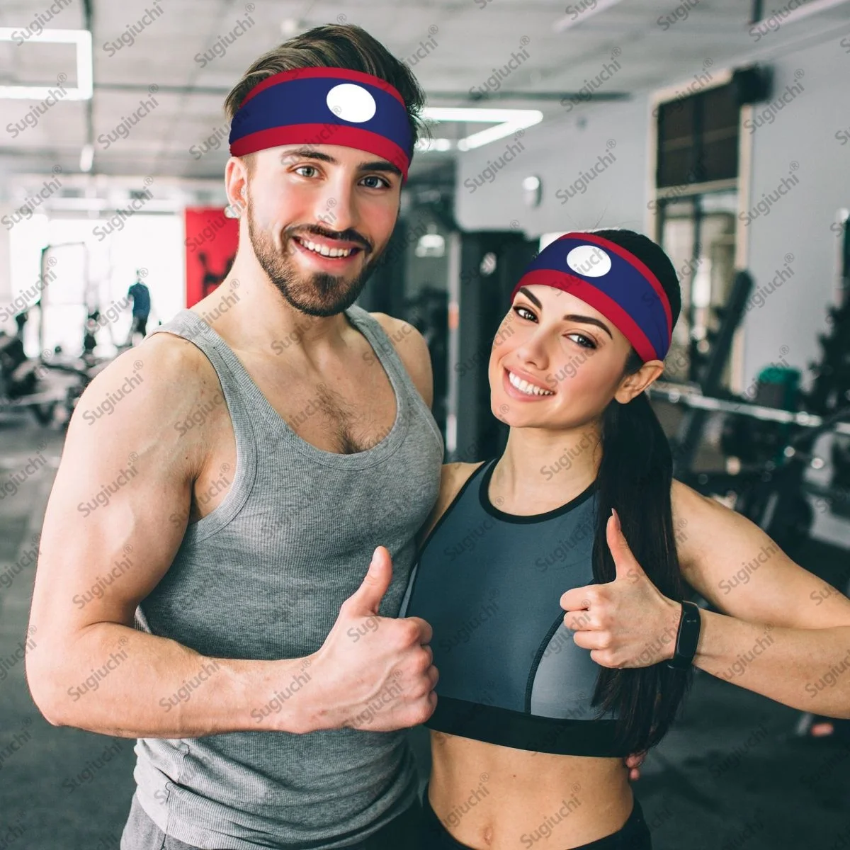 

2025 Laos Flag Sweatband Women Men Moisture Wicking Syriac Aram Gym Headband for Cycling Yoga