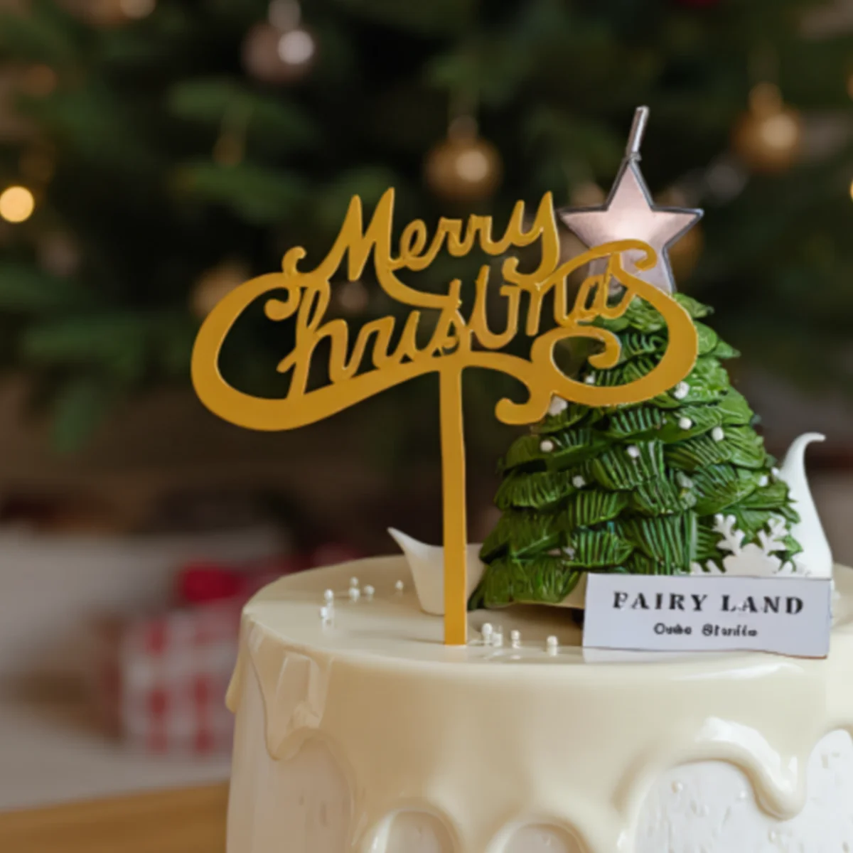 3-teiliges Set „Merry Christmas“-Kuchendekorationen, personalisierte Feiertagselemente für Party, festliche Back-Topper