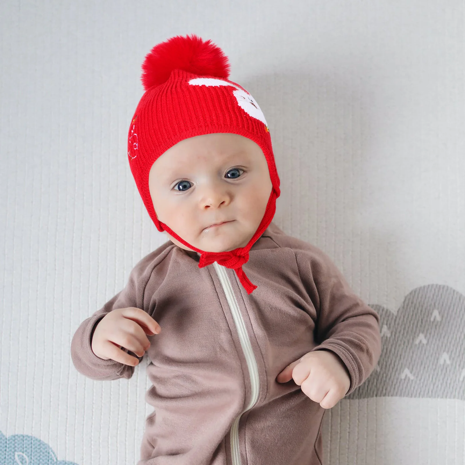 

1 шт., детская теплая шерстяная шапка, вязаная шапка с рождественским узором, мягкая удобная эластичная шапка в подарок для детей, детские шапки