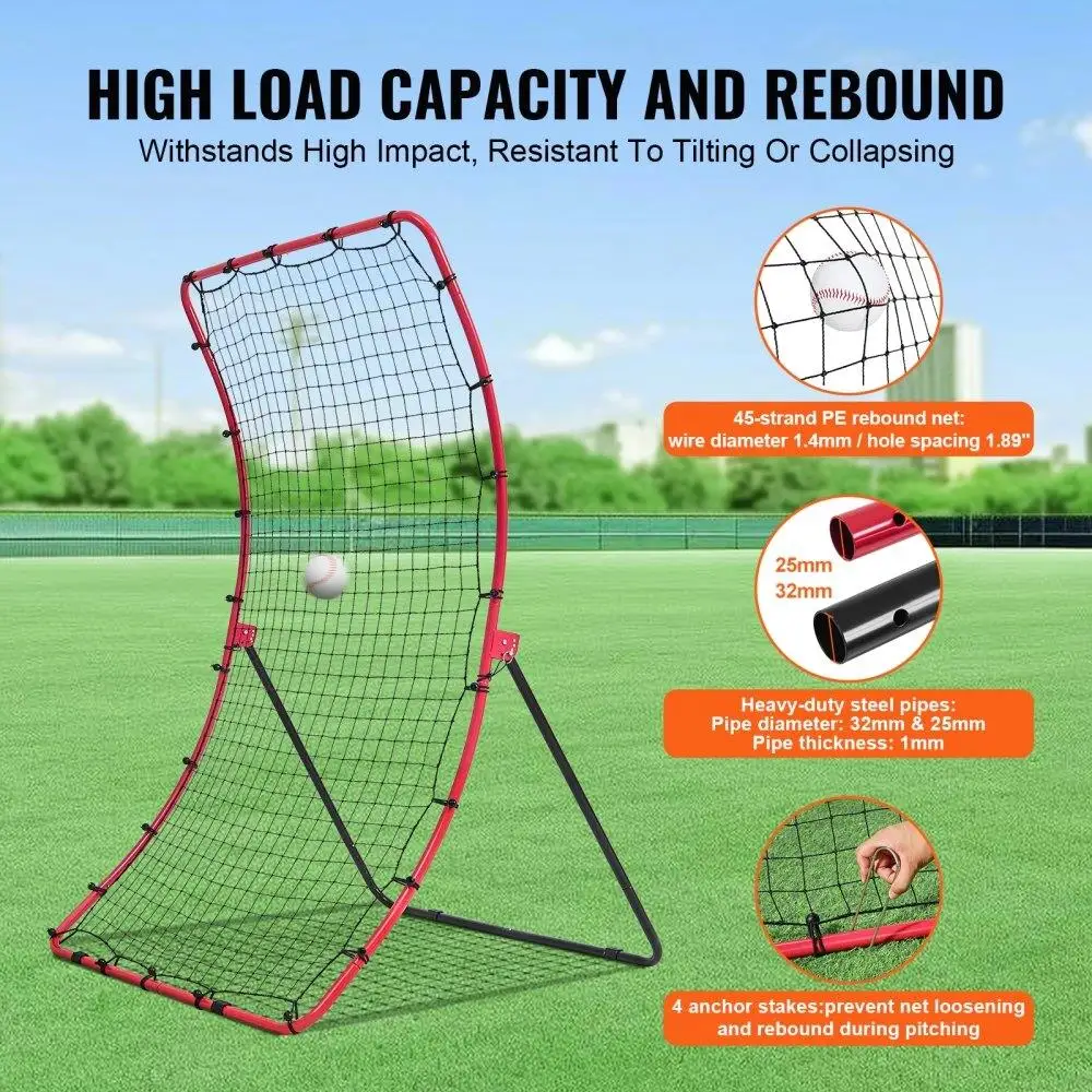 أداة تدريب البيسبول اللينة Rebounder Net All Angle Fielding مقاس 4 × 5.5 قدم
