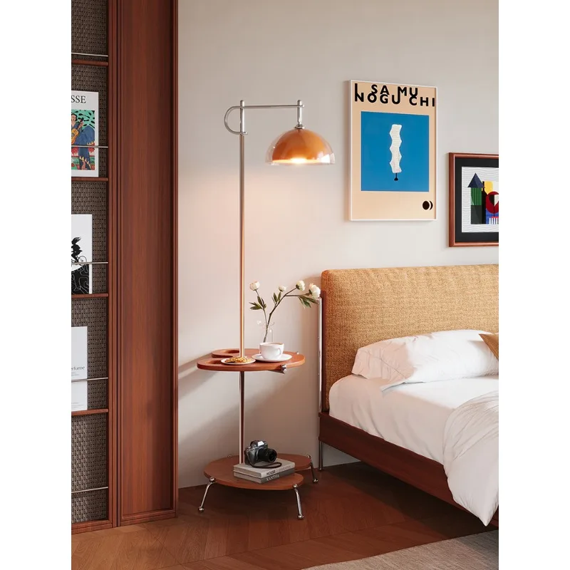 Bedside table integrated shelf antique storage cabinet bedroom atmosphere