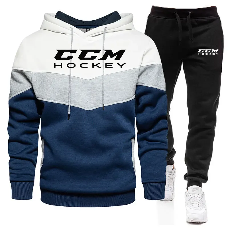 Autumn Winter Russia CCM HOCKEY Men's Tracksuit Sets Hoodie Casual Sportswear Suit Hoodies+Pants Warm Tracksuit Sets Mens Suits