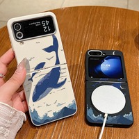 Whales Pattern Magnetic Phone Case For Samsung Galaxy Z Flip 7 FE 6 5 4 3 5G TPU Soft Folding Cover For Samsung Z Flip4 Flip5