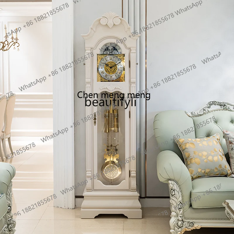 ss7486 Helmler French floor living room European-style villa retro desk clock vertical clock white pendulum clock
