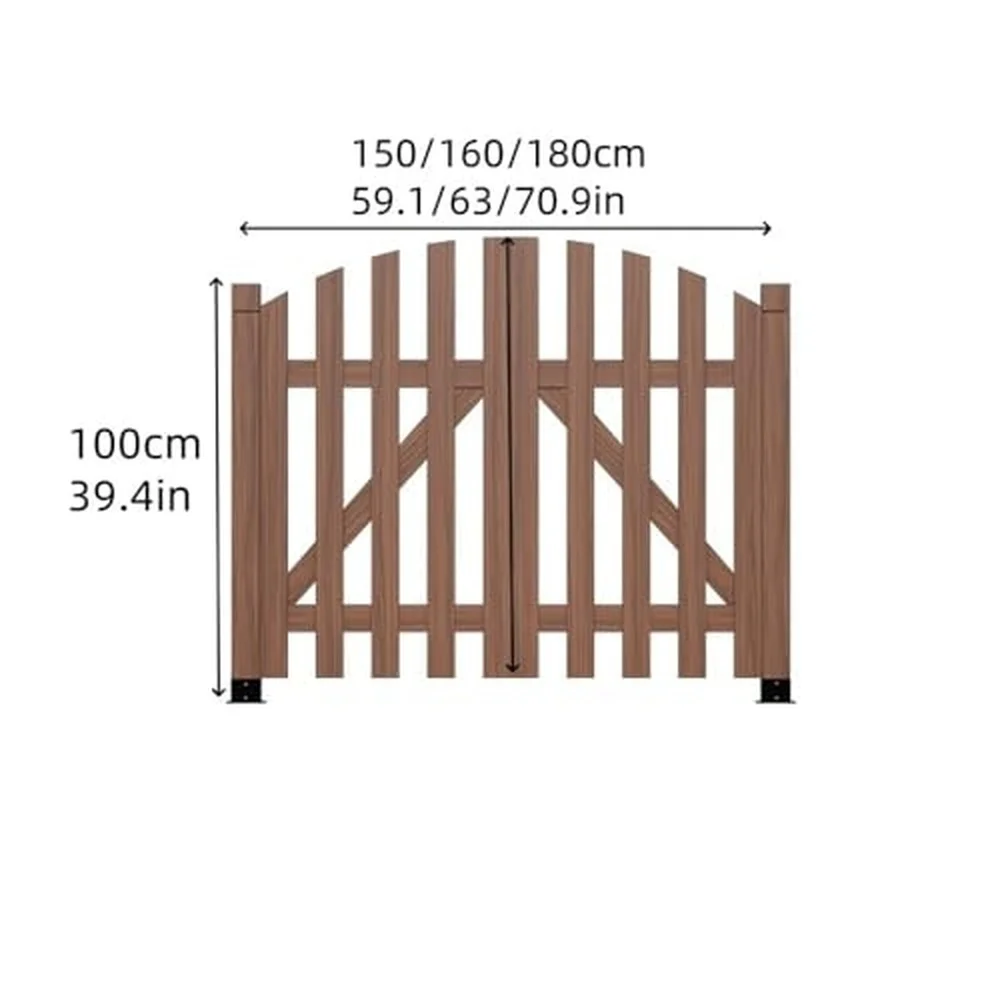 Double Door Garden Gate for Outside Solid Wooden Fence Gate(150cm/59.1in)